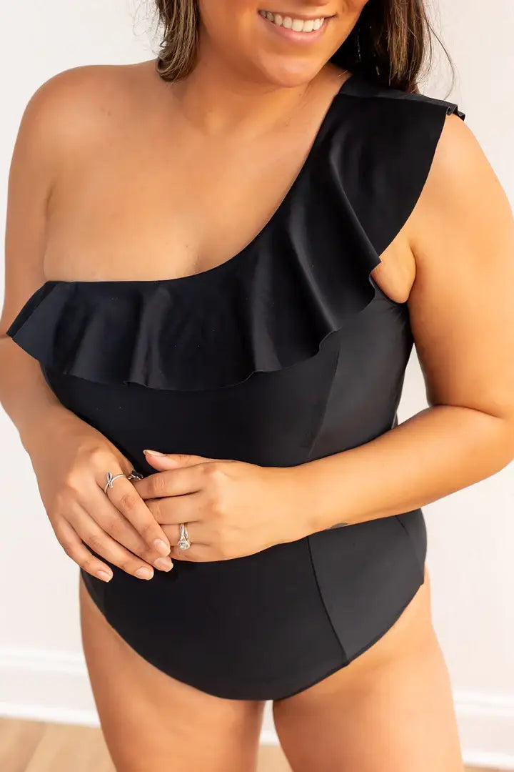 The Sophia  One Shoulder One Piece with Ruffle