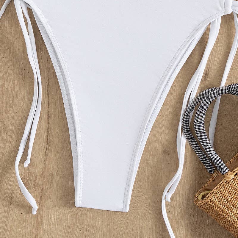 Ladies Solid Color Halter Neck Bikini Set RFD2109