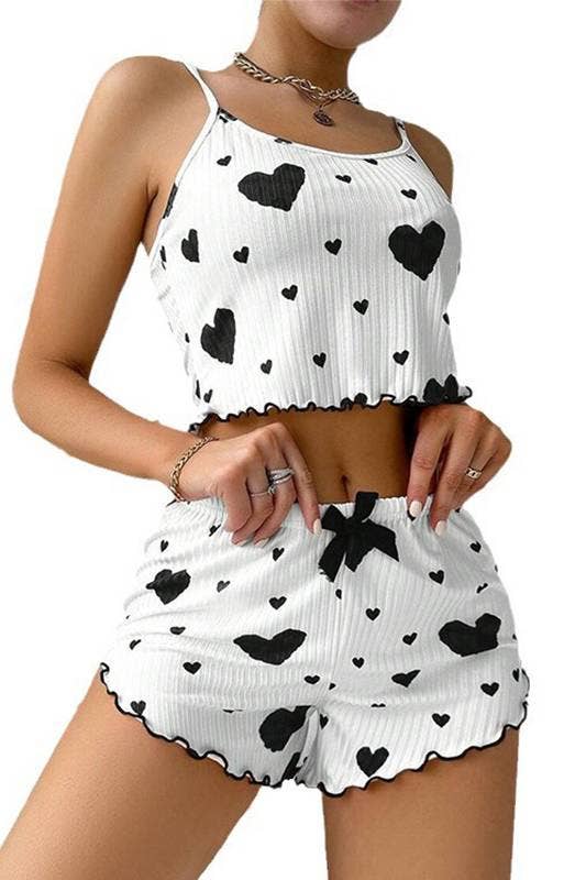 Heart Print cami short pajamas