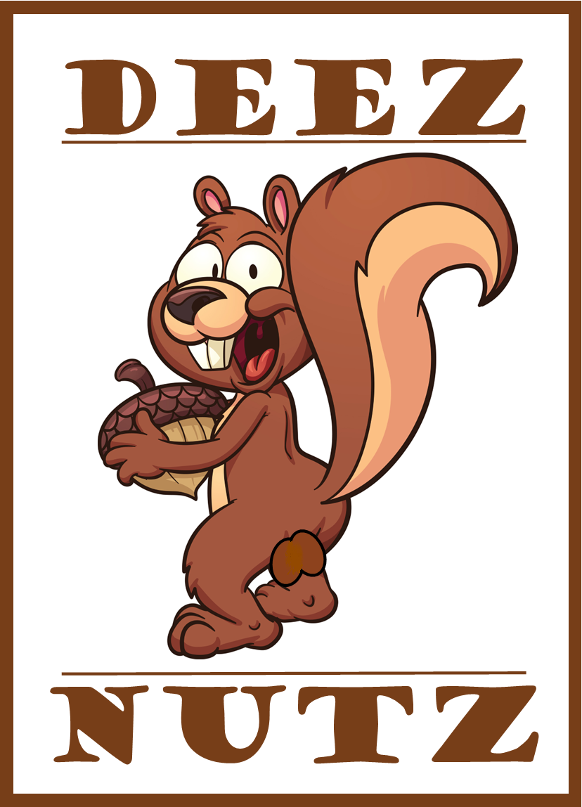 Clearance: Deez Nutz Funny Sticker - 3" x 2" Squirrel Logo