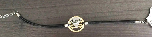 Black Leather Cord Charm Anklet: Adjustable Swinger Jewelry