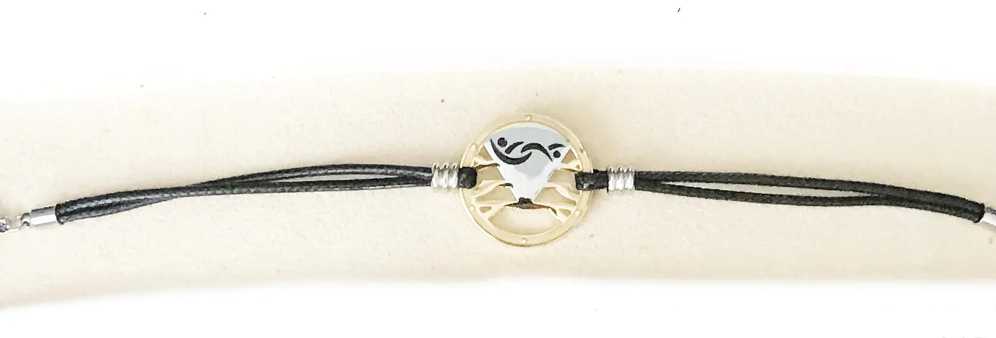 Black Leather Cord Charm Anklet: Adjustable Swinger Jewelry