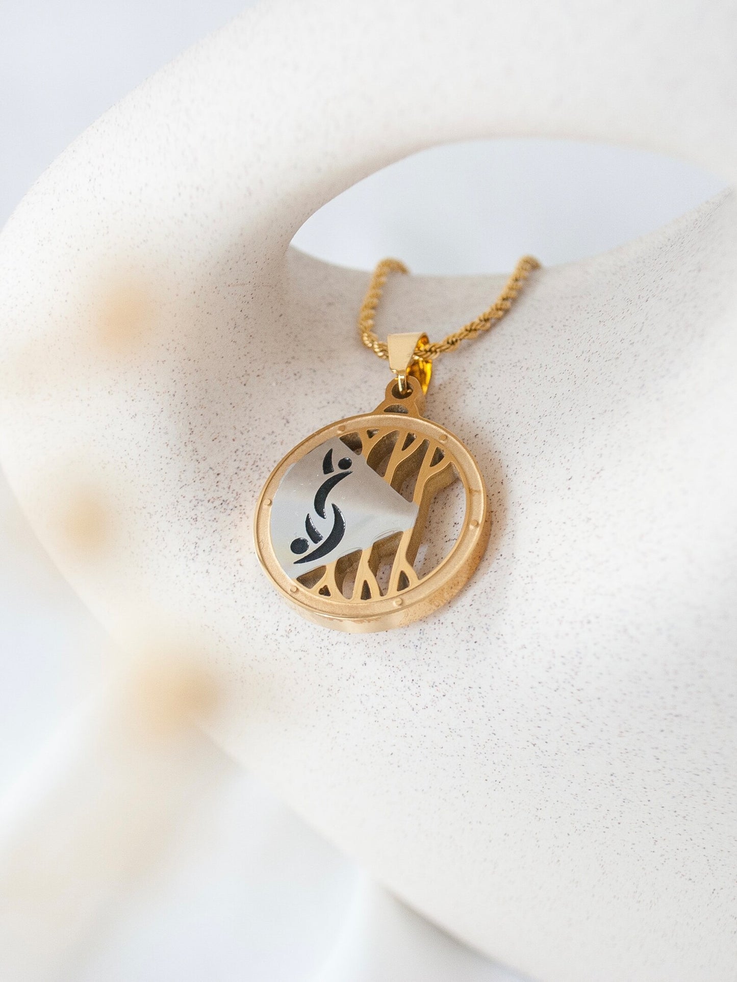 Stainless Steel Gold and Silver Swinger Pendant Necklace