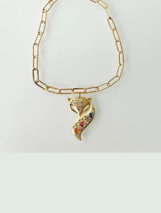 Hot wife Anklet with Gold Vixen and Colored Pave Cubic Zirconia Stones