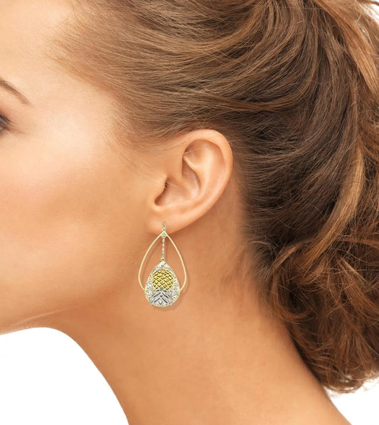 Gold & Silver Pineapple Drop Earrings