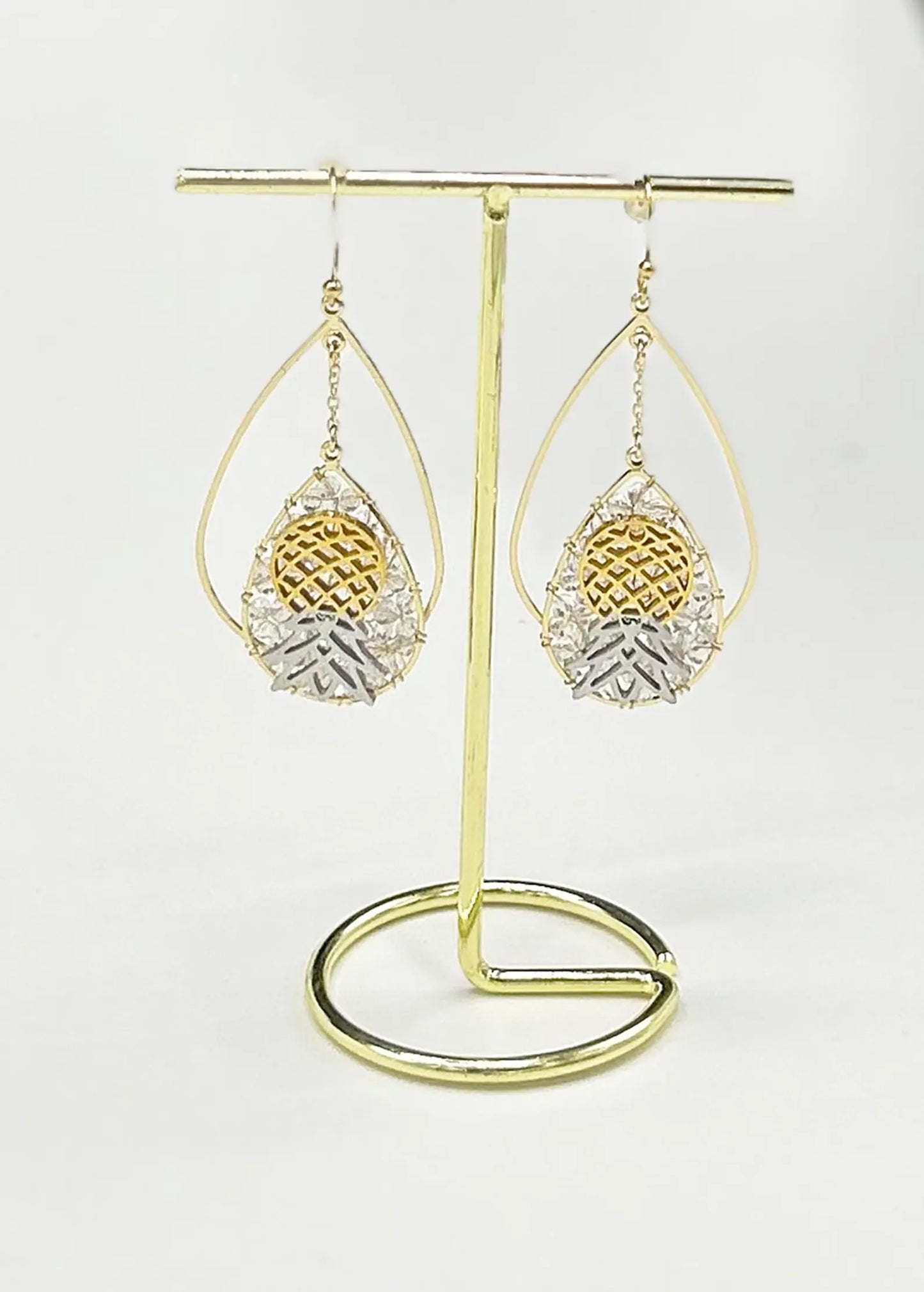 Gold & Silver Pineapple Drop Earrings