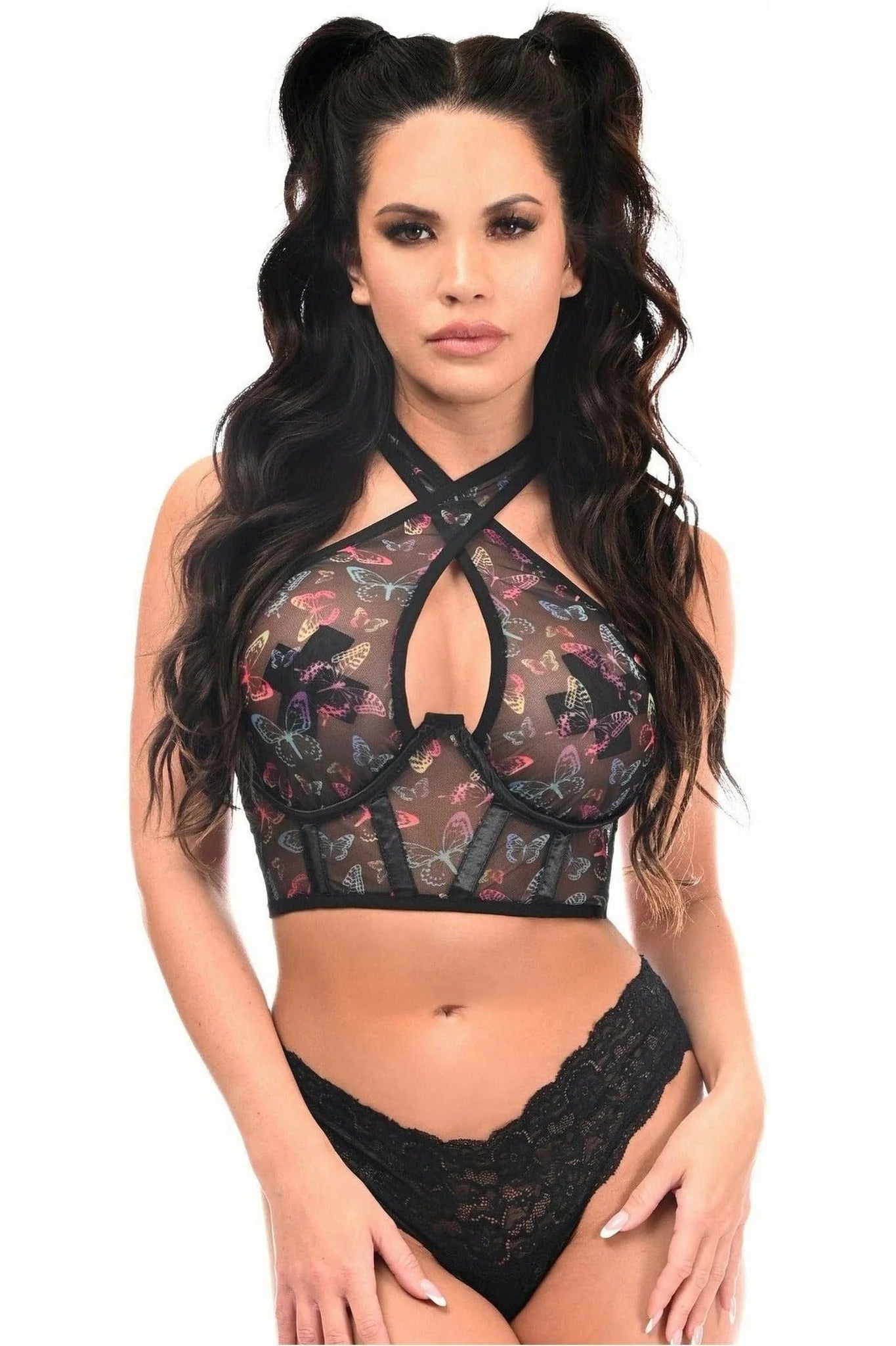 Lavish Mesh Underwire Cincher w/Built In Halter Top