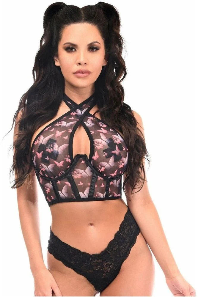 Lavish Mesh Underwire Cincher w/Built In Halter Top