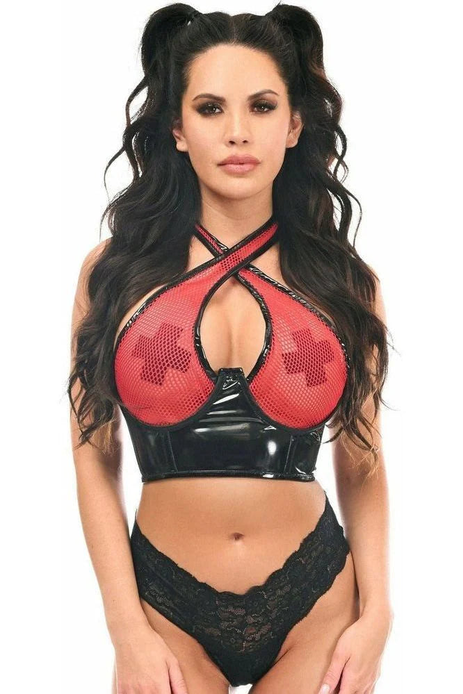 Lavish Mesh Underwire Cincher w/Built In Halter Top