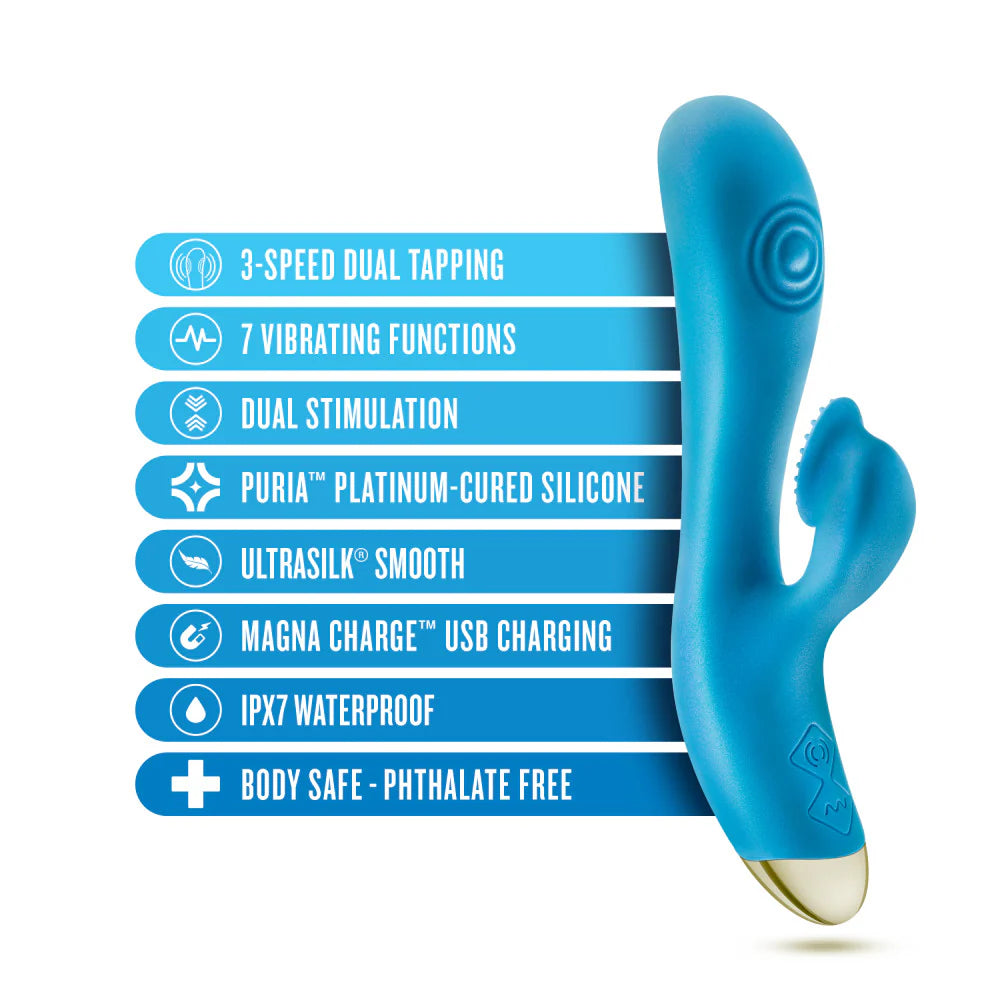 ARIA® By Blush® | Arousing AF: Clitoris Tickler + Dual Pulsations Blue Silicone Vibrator